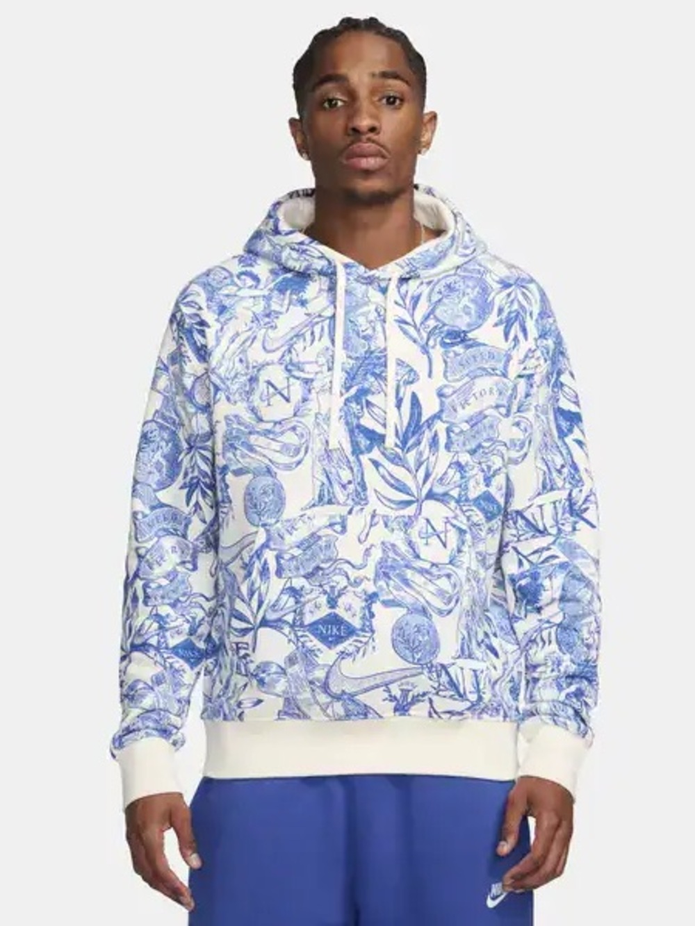MENS NSW BB TOILE CLUB PULLOVER HOODIE IN COCONUT MILK/BLUE